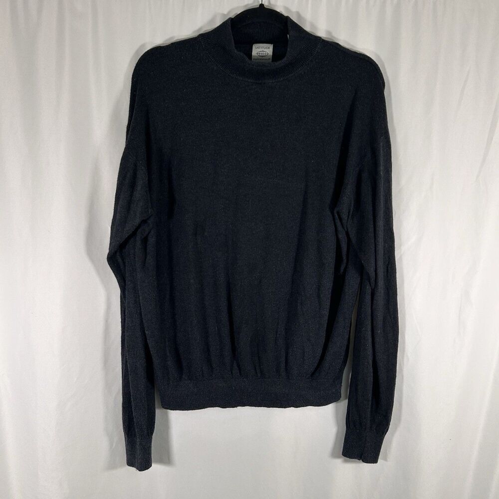 Latitude Silk Cashmere Blend Sweater Women's Large Grey Pullover Long Sleeve